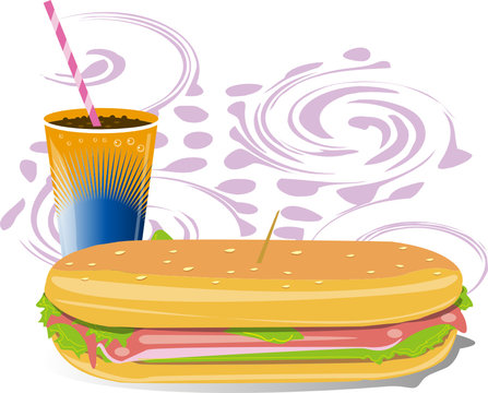 sanduche con gaseosa