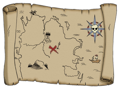 Fototapeta Blank Pirate Treasure Map