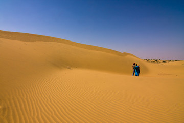Sand dunes under a clear blue sky - Thar desert, India