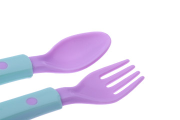 plastic fork and spoon close up