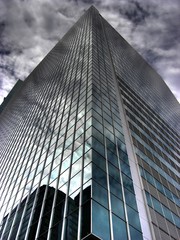 Office building on a background of cloudy sky
