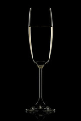 Champagne flute silhouette - isolated on black.