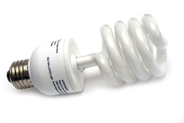 Self-ballasted fluorescent economical lamp with white background