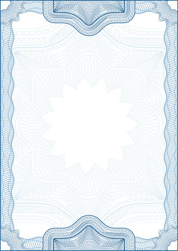 Classic guilloche border for diploma or certificate. A4 