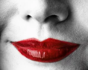 Papier Peint photo Rouge, noir, blanc lèvres rouges