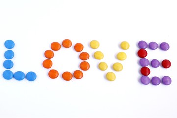 love written with some bright candy