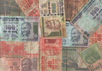 Indian currency collage