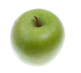 Green present apple.Object on a white background.