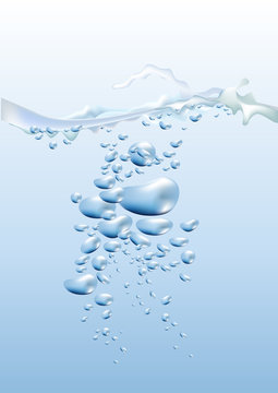 Vector illustration of air bubbles in water and surface splash.