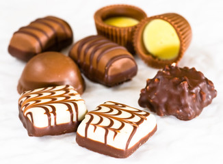 Delicious chocolate on white background