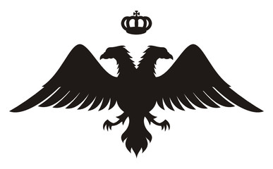 Double headed eagle silhouette with crown