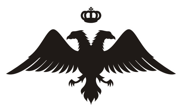 Naklejka Double headed eagle silhouette with crown