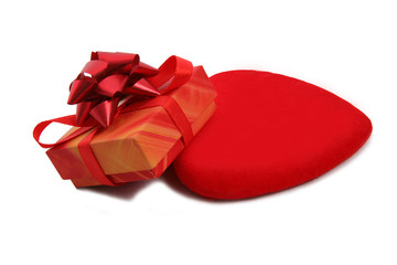 red gift and red heart