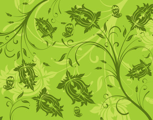 Abstract flower pattern with butterfly, design, vector