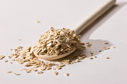 Food Series: Oatmeal In The Wooden Spoon