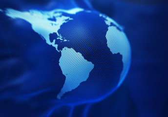 Rendered blue bulging globe