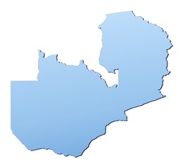 Zambia map filled with light blue gradient