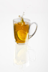 tea with lemon in gauzy cup