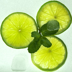 lime segments whith mint