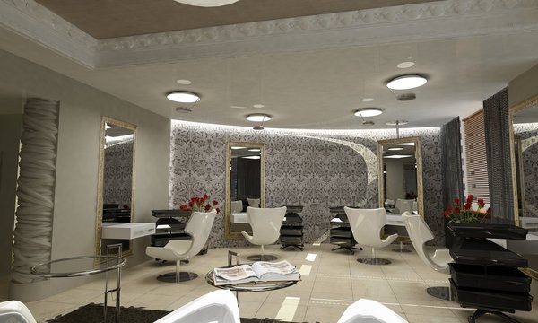 3d computer rendering of a beauty salon