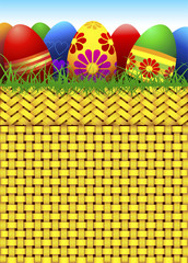 Vector Easter Eggs and Basket