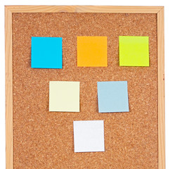 Photo of notes posted to a cork board