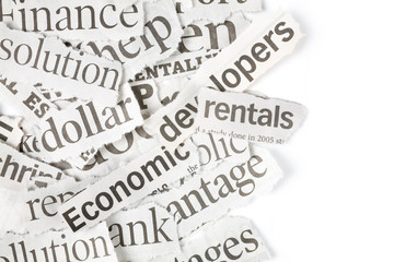 Newspaper Headlines close up for background