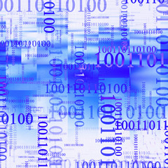 Bytes on a blue background