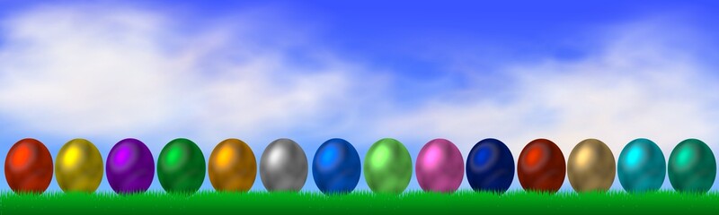 osterwiese mit ostereiern