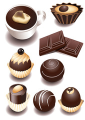Chocolate sweets, vector illustration