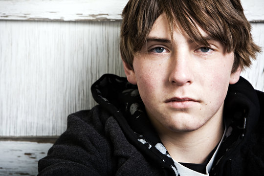 teen male portrait closeup with copyspace