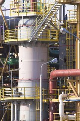 view of elements of chemical refinery