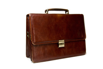 Brown driefcase isolated on the white background