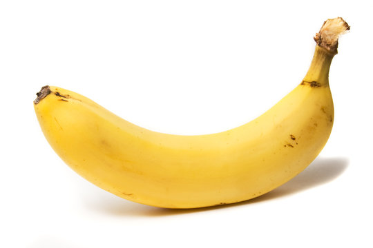 The single banana isolated on white background