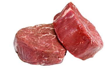 Two raw filet steaks isolated on white