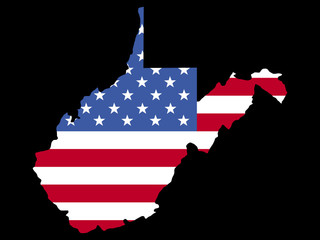 Map of West Virginia with flag