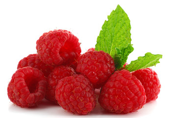 Raspberries isolated on white background