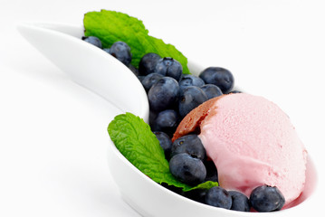 Ice Cream in bowl with fruits