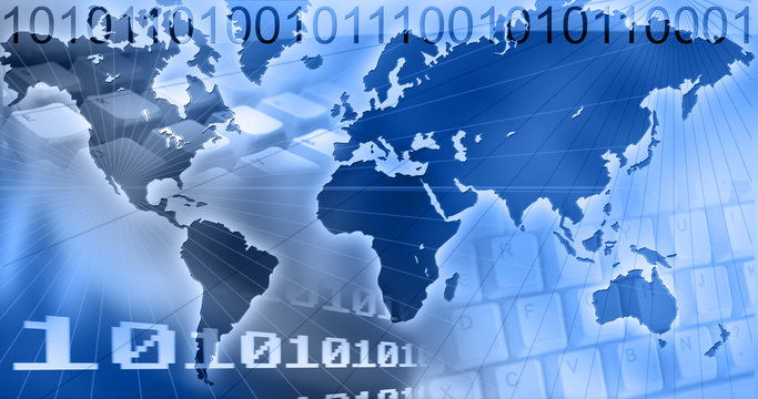 blue background illustrating computer and internet