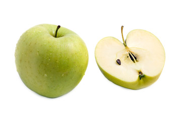 green apples on white background