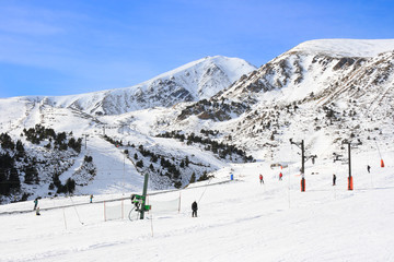 Fototapeta na wymiar Ski resort on a sunny winter day
