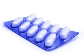 Blister packed pills on white background (clipping path)