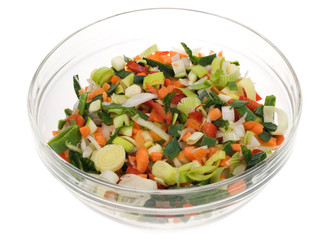 bowl of cut vegetables