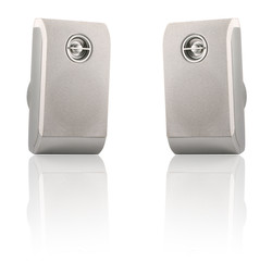 Two stereo loudspeakers isolated on a white background
