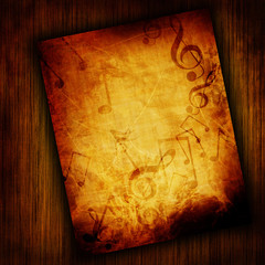 Music sheet on wooden background