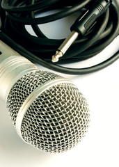 microphone and cable on a white background