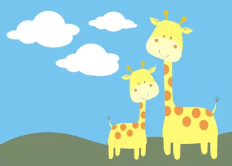 Papier Peint photo autocollant Zoo paysage de girafe