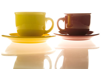 cup and saucer isolated on the white