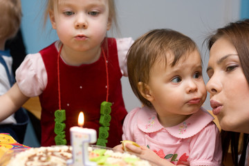 Mother and baby celebrating first birthday