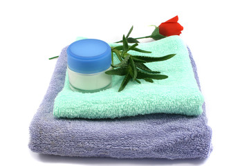 towel and cream